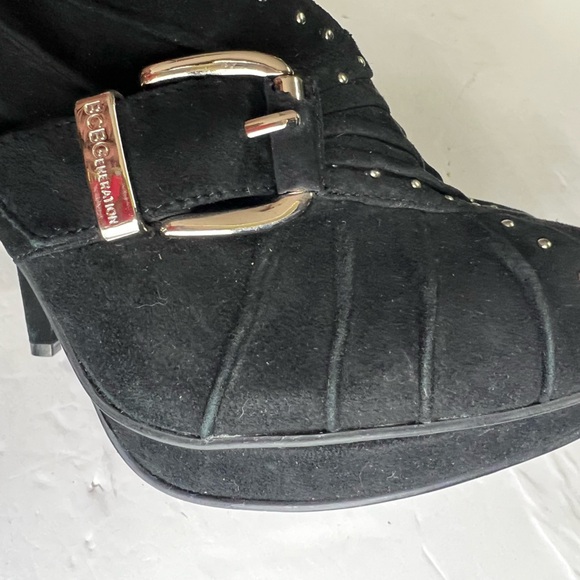 BCBGeneration black suede leather studded stiletto booties black party going out - Picture 10 of 13
